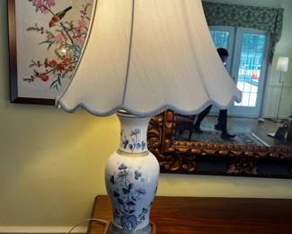 #9 Blue & White Ginger Jar Ceramic Lamp on Ceramic Base - 32" Tall $75.00