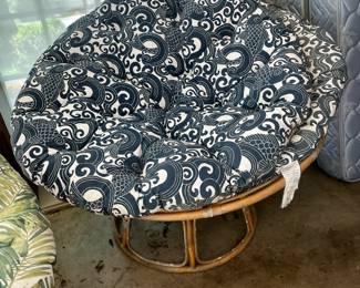 #141 Papasan Chair w/2 blue Cushions $30.00