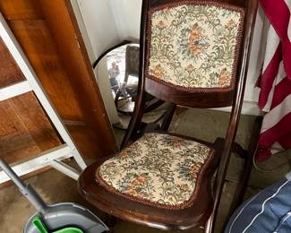 #143 Folding Wood Rocker w/tapestry Seat $30.00