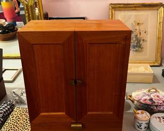 #93 Wooden Jewelry Box w/1 drawer and flip-out sides - 11x6x14 $20.00