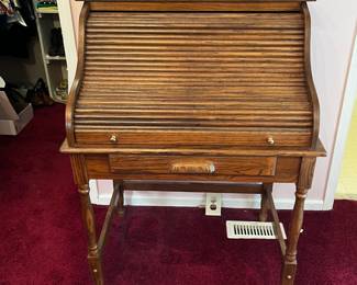#89 Oak Roll-top Desk w/drawer & Cubbies - 33x24x44 $75.00