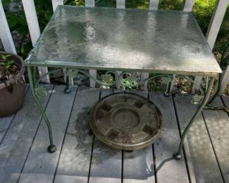 #26 Green Aluminum w/glass top Table - 24x18x20 $30.00