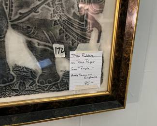 #172 Thai Rubbing on rice Paper from Temple - Battle Scene on Elephants - 24x22 $75.00