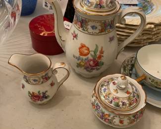 #209 Schumann Germany Empress Dresden Flowers - 3 pc set (small chip on sugar bowl) $75.00