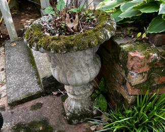 #212 concrete pot tall heavy YOU MOVE $50.00