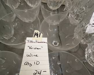 #191 Tiffany Franciscan set of 10 Red Wine Glasses $24.00