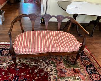 #14 Wood Inlaid Back Loveseat - 43" Long $150.00