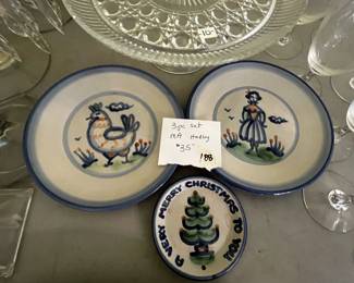 #188 M A Hadley - set of 3 pieces - Rooster, Lady and Christmas $35.00