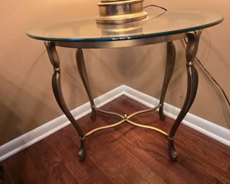 Brass base glass top table