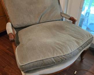 Velvet upholstered large chair
