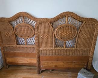 Antique wicker single headboards (metal frames not shown)