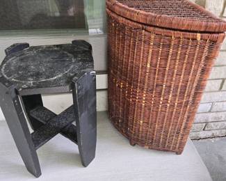 Plant Stand & wicker hamper