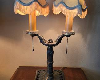 Antique 2 shade lamp