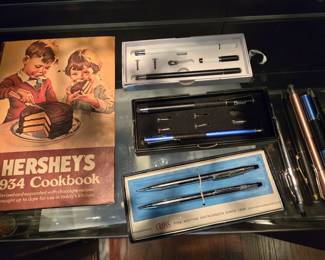 Cross pen & pencil sets, styluses, 1934 Hershey Cookbook