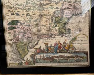 Colorful vintage northeastern framed map