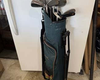 A mixture of left and right handed golf clubs