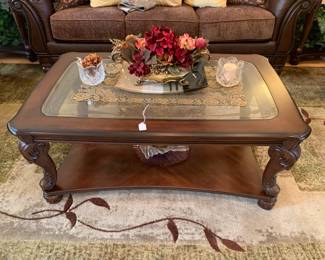 Wood and glass coffee table