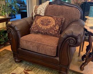 Faux leather and cloth chair