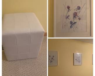 Pictures and two leather either footstool or little stools pictures are $50. The stools are $50.