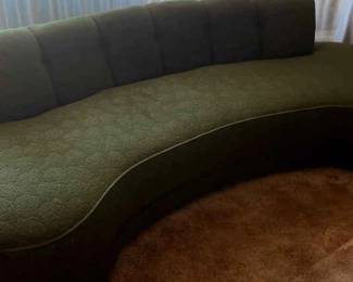 Midcentury Modern Green Modular Curved Sofa