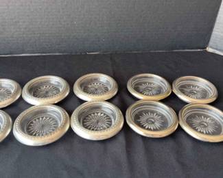 Glass Coasters With Sterling Rims