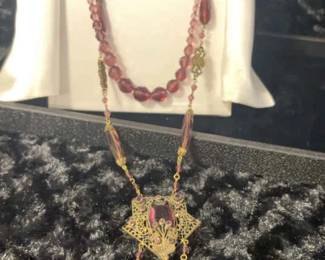 2 Purple Stone Necklace
