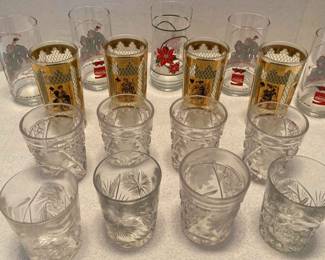12 Glass Cups Plus 5 CocaCola Christmas Cups
