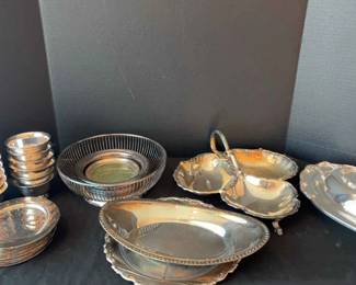 Large Assortment Of Silver plated Serving Pieces