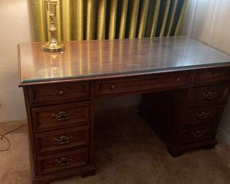Wood Desk And Lamp
