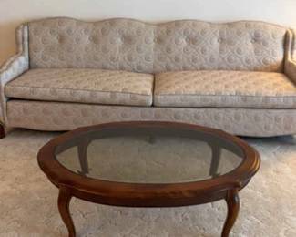 Classic Sofa And Glass Top Coffee Table