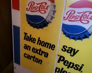 Vintage double sided Pepsi display signs