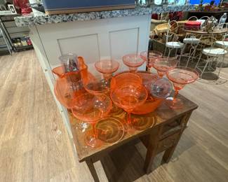 Plastic pitcher, glasses, & flatware