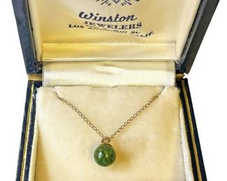 14K Gold Green Gemstone Necklace