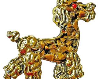 1960s Crushed Stone Poodle Brooch