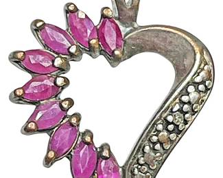Sterling Silver Pink Stone Heart Pendant