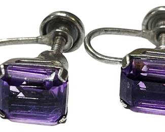 Vintage Sterling Amethyst Earrings