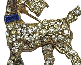 Vintage Rhinestone Dog Brooch