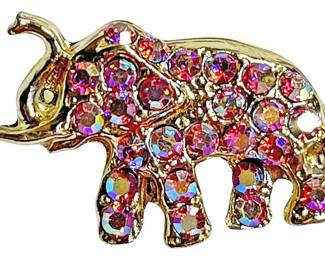 MultiColored Rhinestone Elephant Brooch