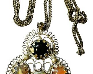 Exquisite Silver FiligreeStone Pendant