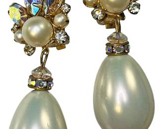 Alice Caviness Rhinestone Pearl Earrings