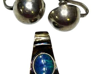 Sterling Lapiz Lazuli Pendant Earrings