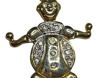 Mid Century Rhinestone Jester Brooch