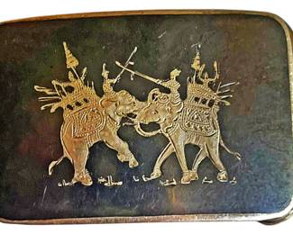 Sterling Silver Belt Buckle Elephants