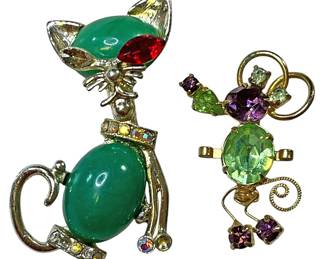 Vintage Colorful Rhinestone Brooches