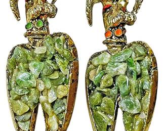 Crushed Stone Twin Poodle Brooches