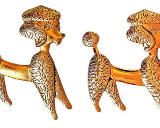 Copper Poodle Brooches