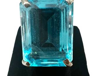 Sterling Silver Aqua Stone Ring