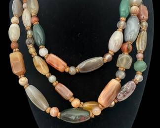 Long Polished Stone Necklace