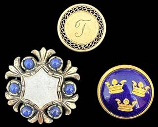 Three Gold Tone BroochesPins