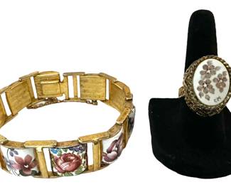 Vintage Enamel Bracelet and Ring